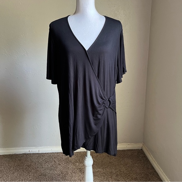 Lane Bryant Tops - Lane Bryant Surplice Top with Side Ruching Plus Size 18/20 Black